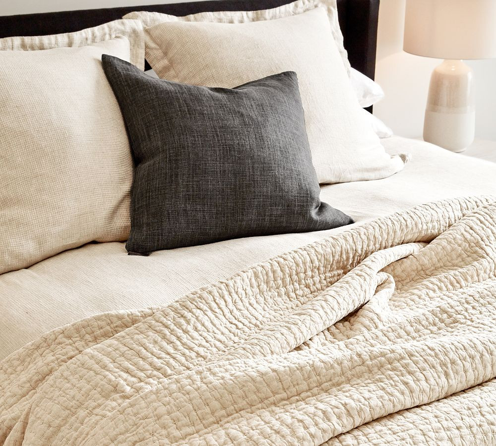 Pick-Stitch Handcrafted Cotton Linen Quilt | Pottery Barn (US)