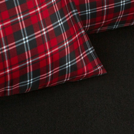 Safdie & Co.-Therapeutic Solid Knit 3 Piece Twin Red Black Plaid Sheet Set | Walmart (US)