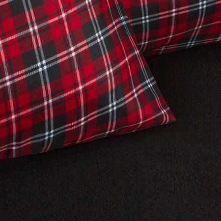 Safdie & Co.-Therapeutic Solid Knit 3 Piece Twin Red Black Plaid Sheet Set | Walmart (US)