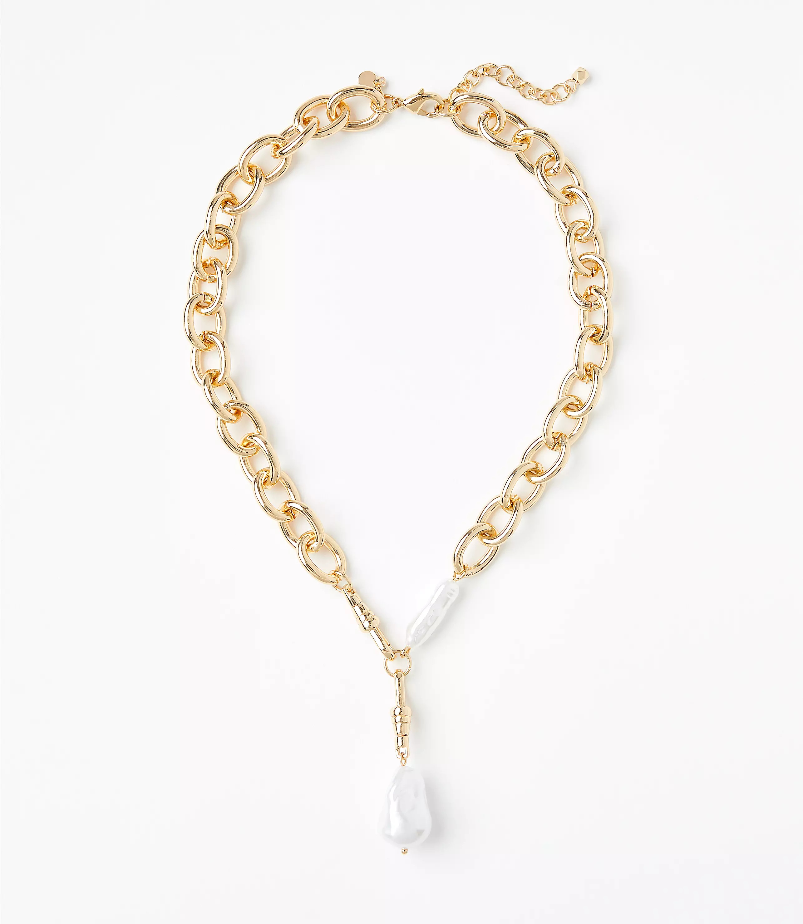 Pearlized Chunky Chain Link Y Necklace | LOFT