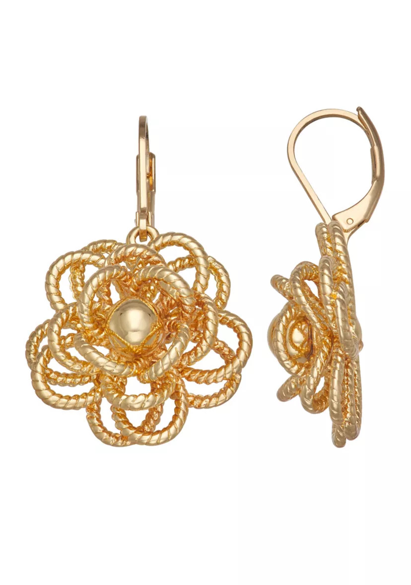 Gold Tone Flower Drop Earrings | Belk