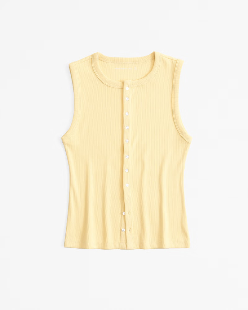 Rib Crew Button-Up Top | Abercrombie & Fitch (US)