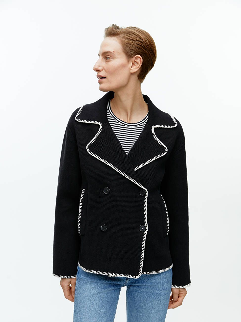 Knitted Contrast Stitching Jacket | ARKET