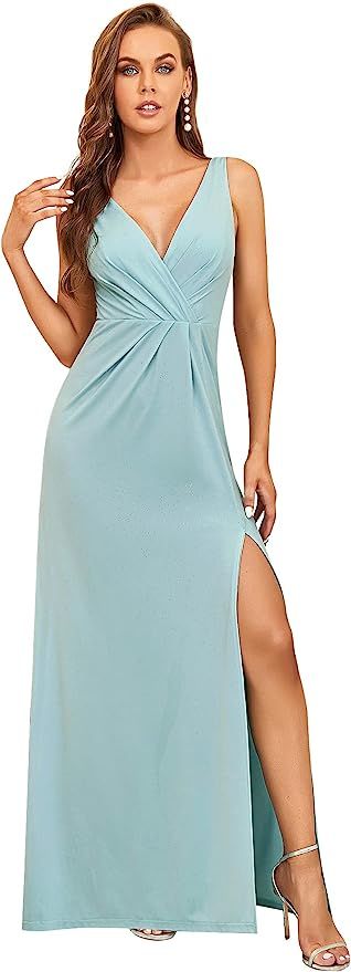 Ever-Pretty Women's Sleeveless V Neck Empire Waist Side Split Glitter Long Evening Dresses 07505 | Amazon (UK)