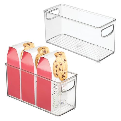 iDesign Plastic Stackable Pantry Bin - Storage Bin with Handles for Cabinets or Fridge - Set of 2 - Clear | Amazon (US)