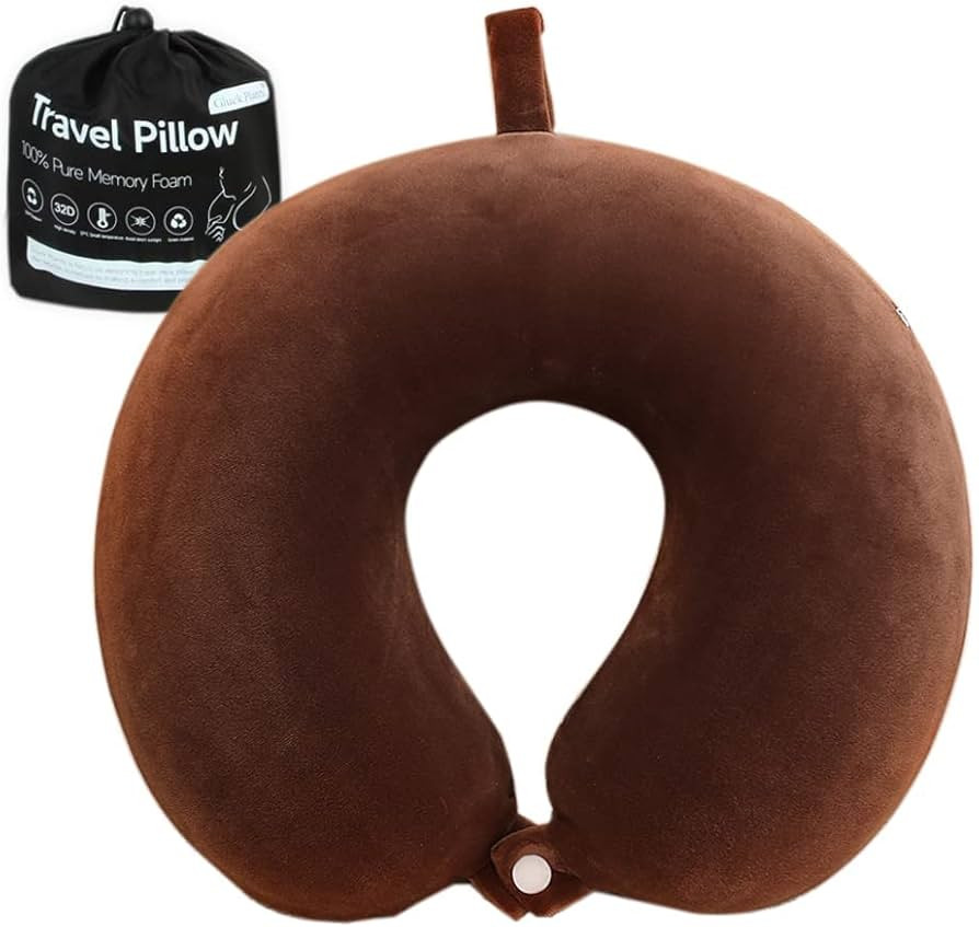 Gluck Plants Travel Pillow,Neck Pillow for Traveling U Shaped Memory Foam Brown Portable Headrest... | Amazon (US)