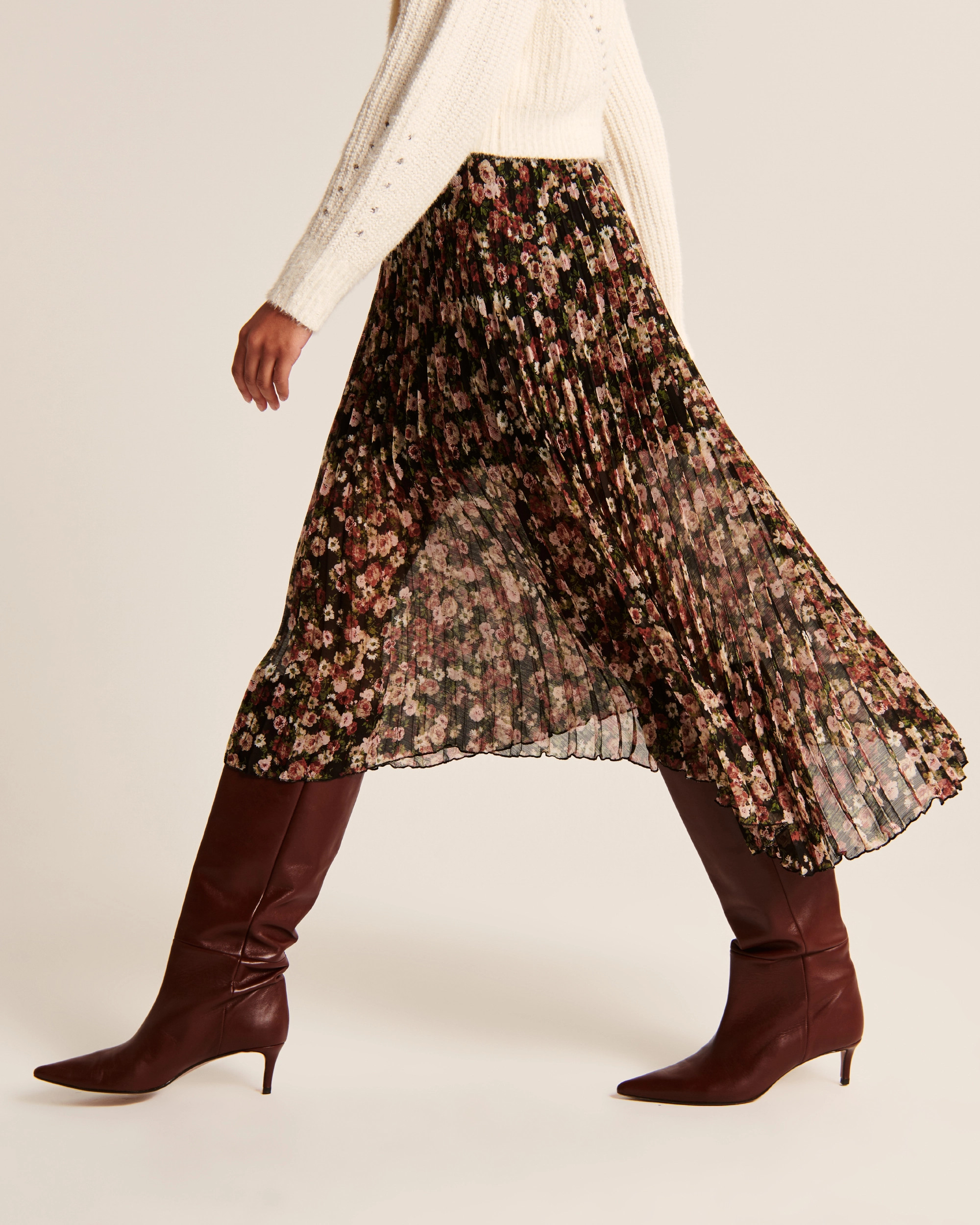 Pleated Chiffon Midi Skirt | Abercrombie & Fitch (US)