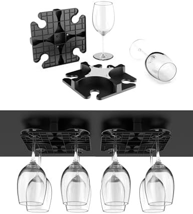 Wine Glass Holder Under Cabinet, Wine Glass Rack Fit for Storing wine glasses Under Shelf, Table,... | Amazon (US)