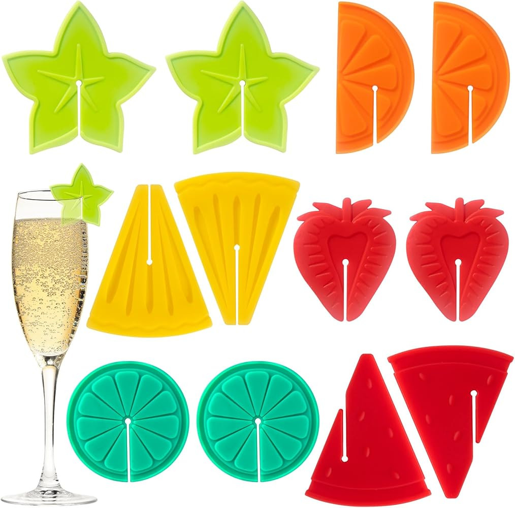 Joez Wonderful Wine Glass Charms Drink Markers for Glasses 12pcs, Fruit Wine Glass Tags Cup Ident... | Amazon (US)