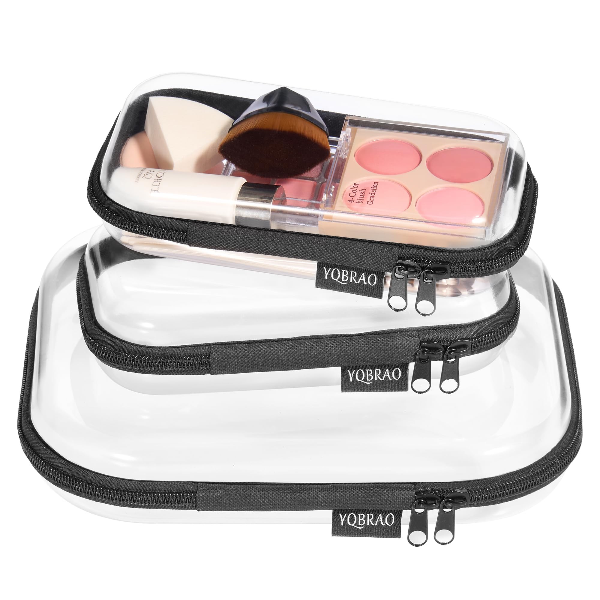 Clear Hard Shell Zipper Case 3 Pack, Hard Plastic Bag, Clear Travel Toiletry Pouch,Portable Cosme... | Amazon (US)