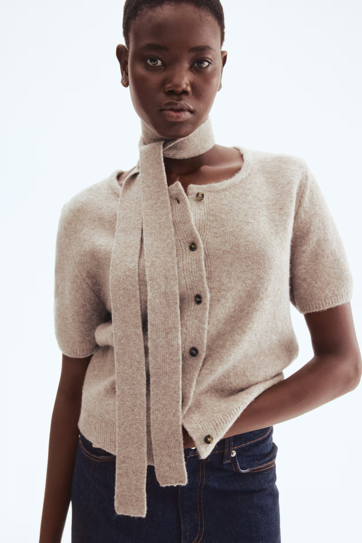 Scarf-detail cardigan | H&M (UK, MY, IN, SG, PH, TW, HK)