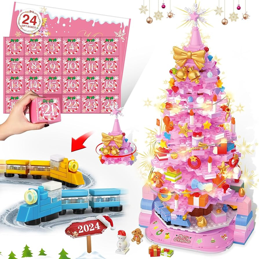 Advent Calendar 2024 Pink Christmas Tree Building Sets, 24 Days Surprise Christmas Countdown Mini... | Amazon (US)