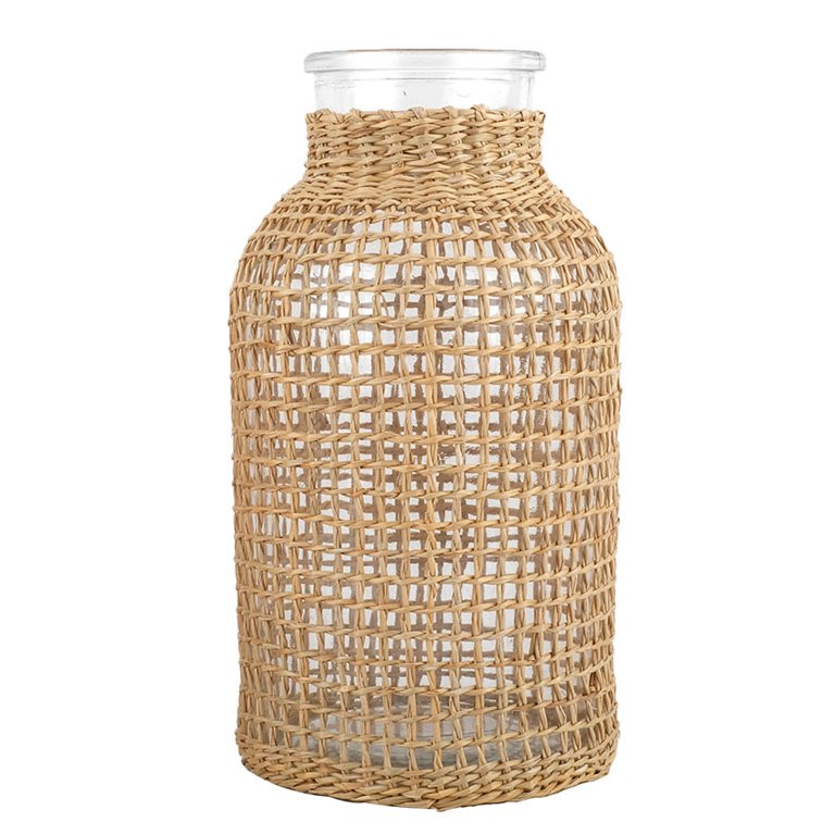 TINKSKY 1pc Rattan Woven Glass Vase Desktop Glass Vase Flower Arrangement Vase Decor | Walmart (US)