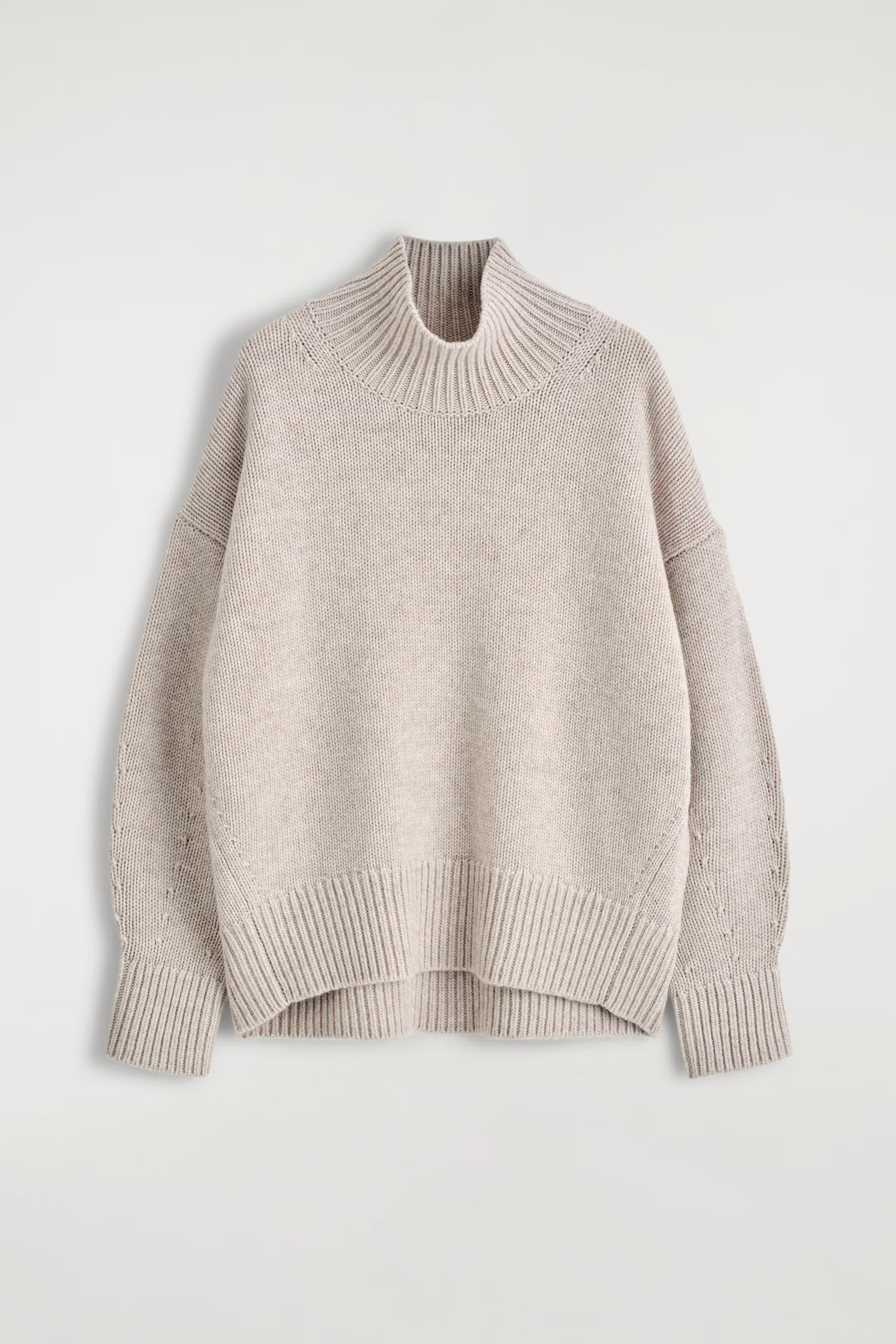CHUNKY FUNNEL-NECK WOOL SWEATER - LIGHT-BEIGE MELANGE | COS US | COS (EU)