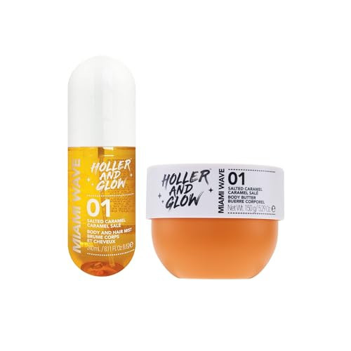 Bundle of Holler And Glow Miami Wave Salted Caramel Body & Hair Mist + Body Butter, Body Spray, Hair Perfume, Sweet Coconut, Vanilla Scented, Moisturizing, Nourishing, Shea Butter, 2 Piece Set | Amazon (US)