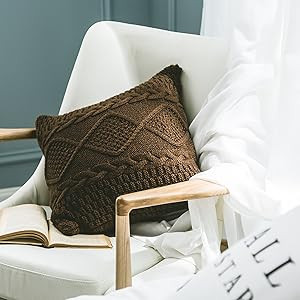 Amazon.com: Miskely Cotton Cable Knit Pillow Covers,Cushion,Double Side Knitted Throw Pillow Cove... | Amazon (US)