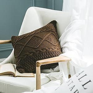 Amazon.com: Miskely Cotton Cable Knit Pillow Covers,Cushion,Double Side Knitted Throw Pillow Cove... | Amazon (US)