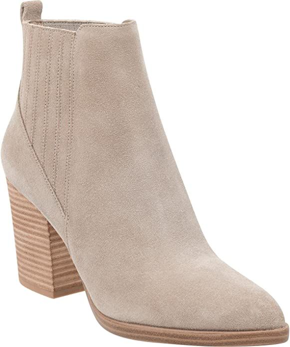 Imily Bela Womens Ankle Boots Pointed Toe Chunky Stacked Mid Heeled Faux Suede Leather Booties | Amazon (US)