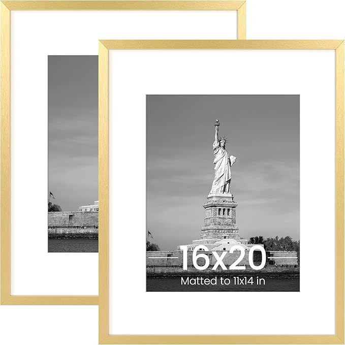ENJOYBASICS 16x20 Picture Frame, Display Poster 11x14 with Mat or 16 x 20 Without Mat, Wall Galle... | Amazon (US)