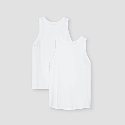 Women's Slim Fit Ribbed 2pk Bundle Tank Top - A New Day™ White/White XL: Cotton Modal Blend, Sleeveless Crew Neck | Target