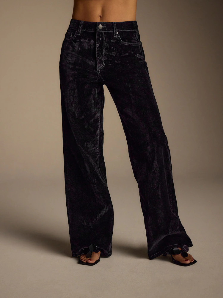 Black Flocked N. Premium Wide Leg Jeans | Next EU