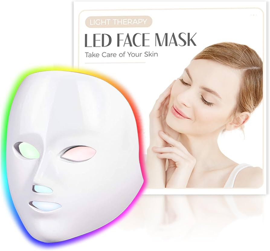Red Light Therapy for Face, Led Face Mask Light Therapy, 7 Colors LED Facial Skin Care Mask | Amazon (US)