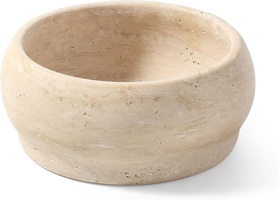 karibiber Travertine Decorative Bowl, 4.7" Small Natural Stone Candy Bowl for Coffee Table Decor,... | Amazon (US)