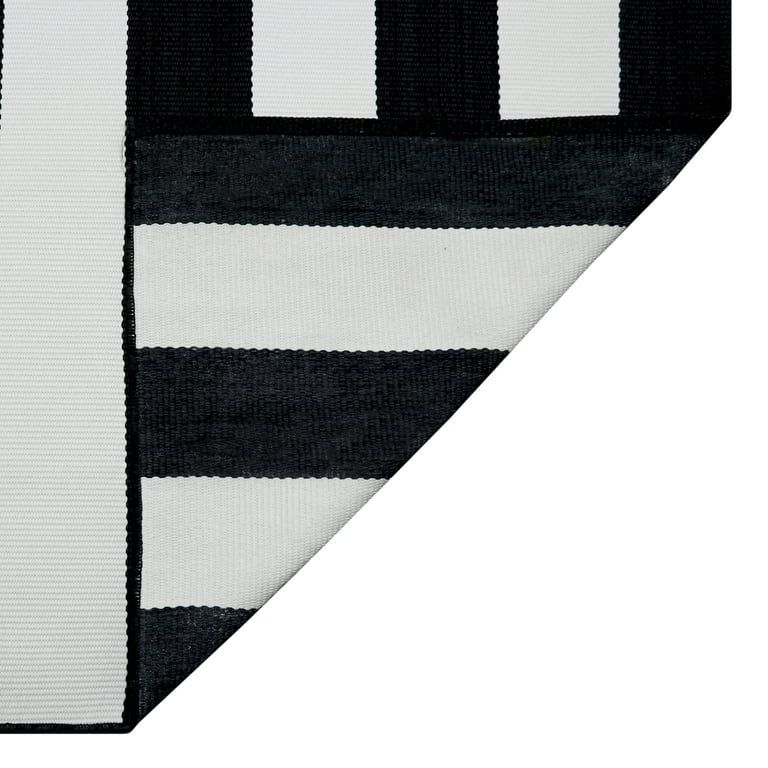 Better Homes & Gardens 7' x 10' Black and White Striped Outdoor Rug | Walmart (US)