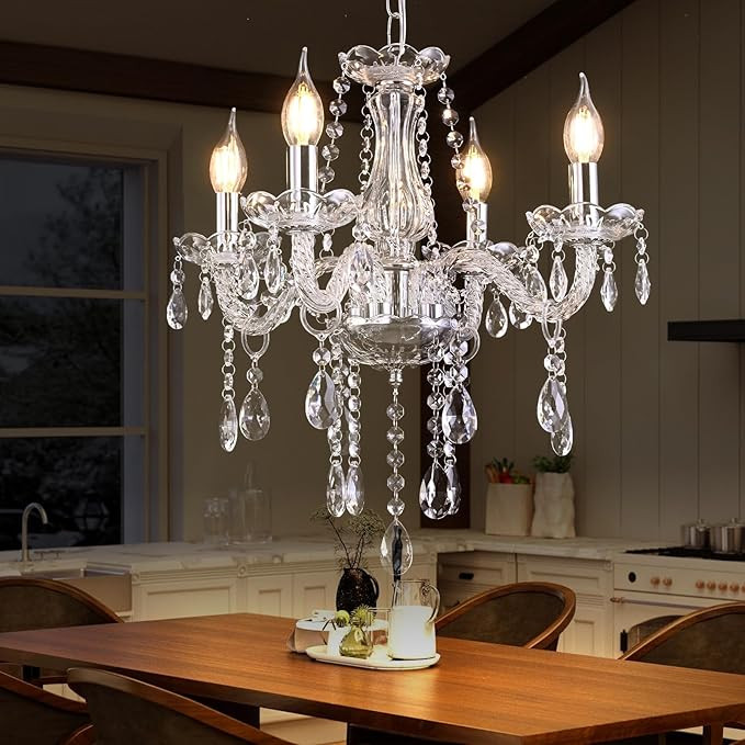 YYSHCHEN Luxury Clear Mini Crystal Chandelier,Antique Small Candle Chandelier for Dining Room,Pen... | Amazon (US)