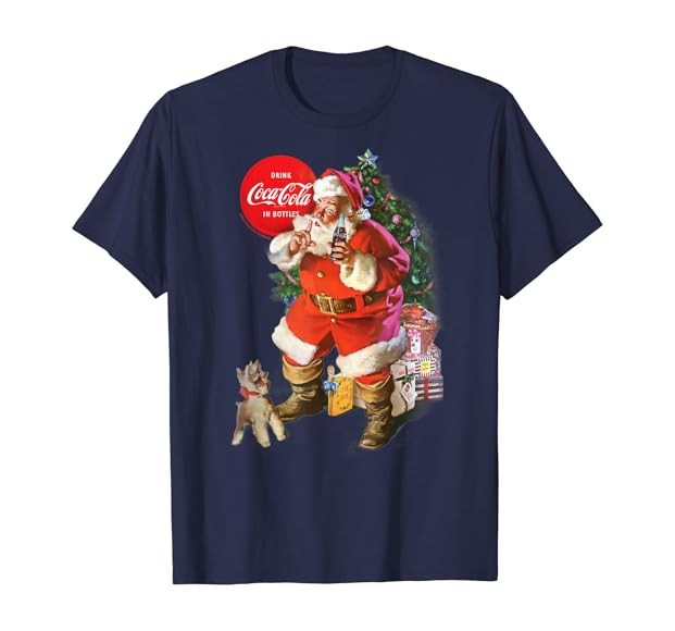 Coca-Cola Christmas Santa Claus Puppy T-Shirt | Amazon (US)