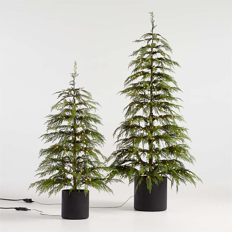 Faux Hemlock Pre-Lit LED Christmas Tree with White Lights 9' + Reviews | Crate & Barrel | Crate & Barrel