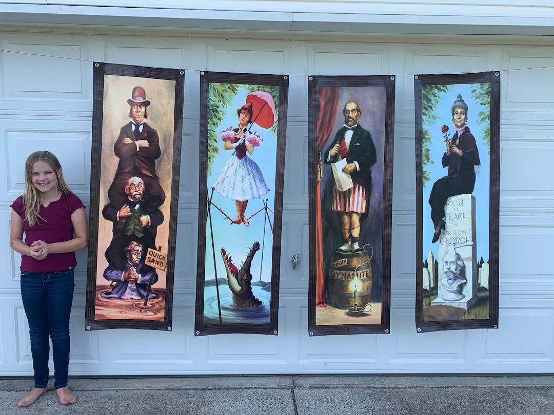 Large set of 4 High Resolution Haunted Mansion Stretching Portraits Outdoor Vinyl  Free shipping | Etsy (US)