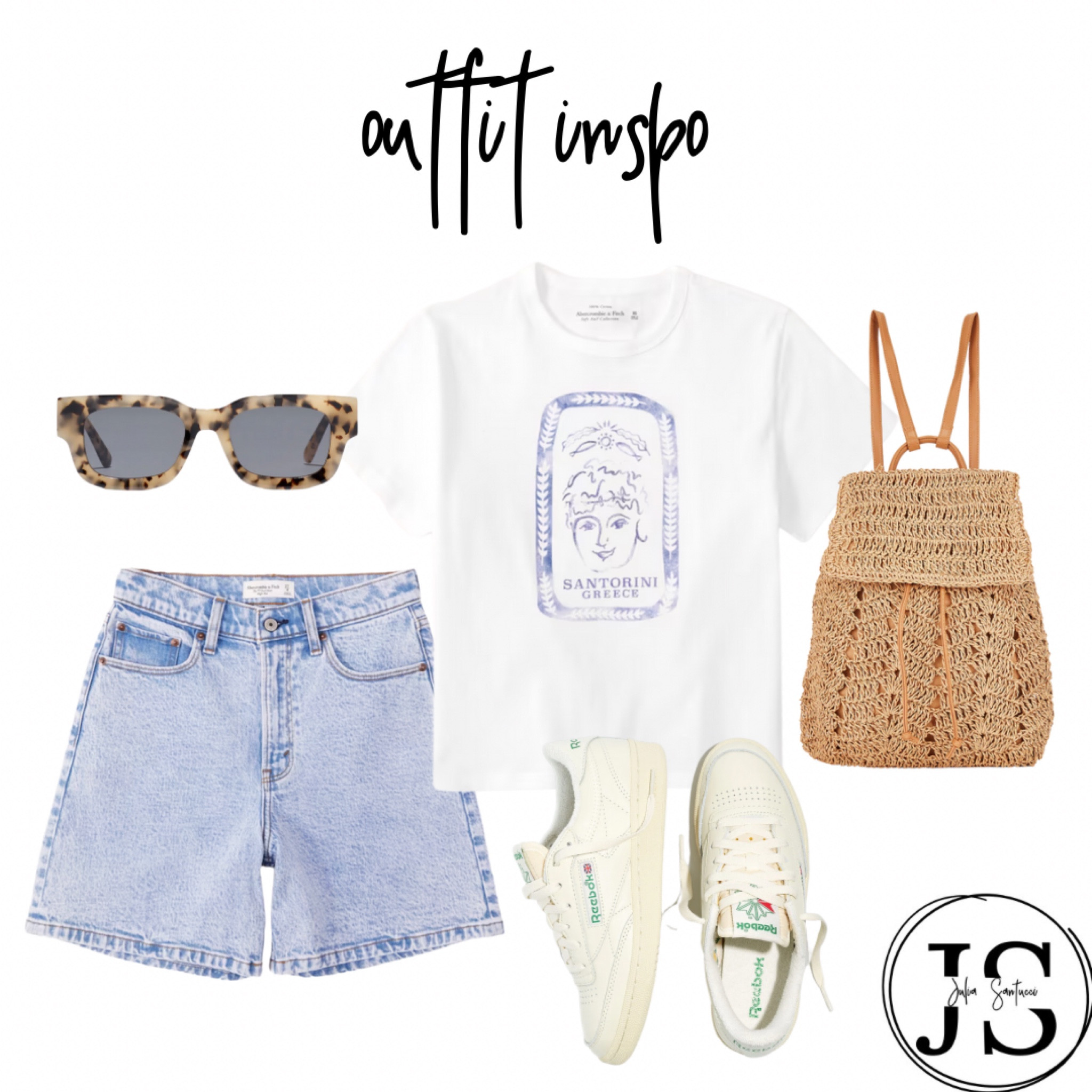 outfit inspo, euro summer, denim shorts, sneakers, straw bag, casual summer  

#LTKstyletip #LTKunder100 #LTKSeasonal