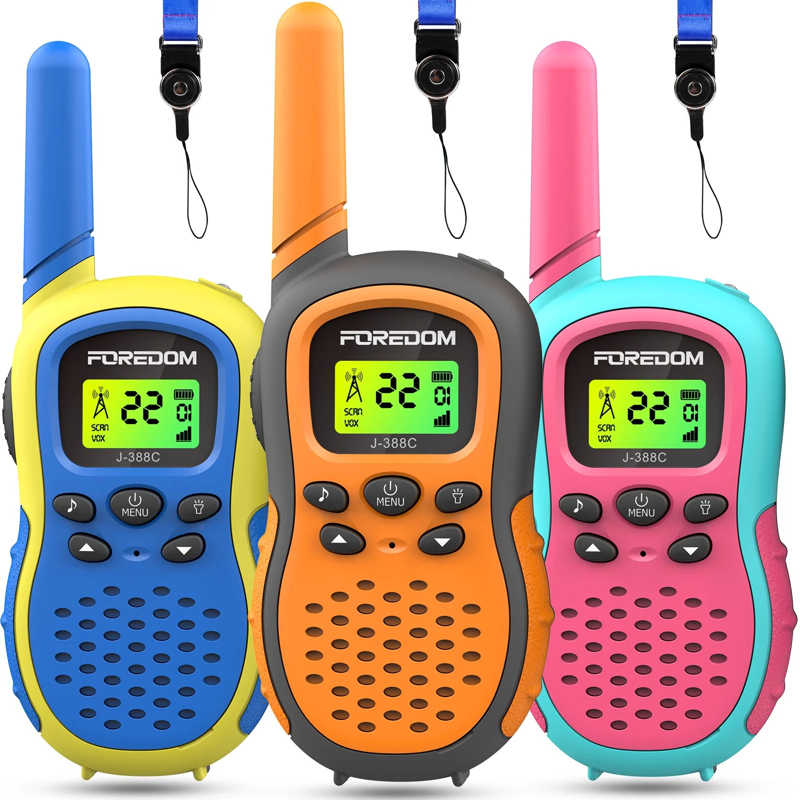 FOREDOM J388C Walkie Talkies for Kids Long Range with Lanyard, 3-Pack | Walmart (US)