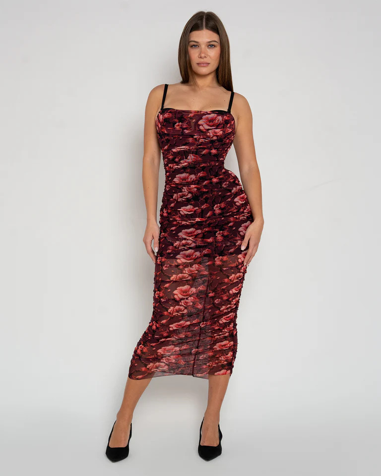 Sweetie Mesh Column Dress - Black | TA3