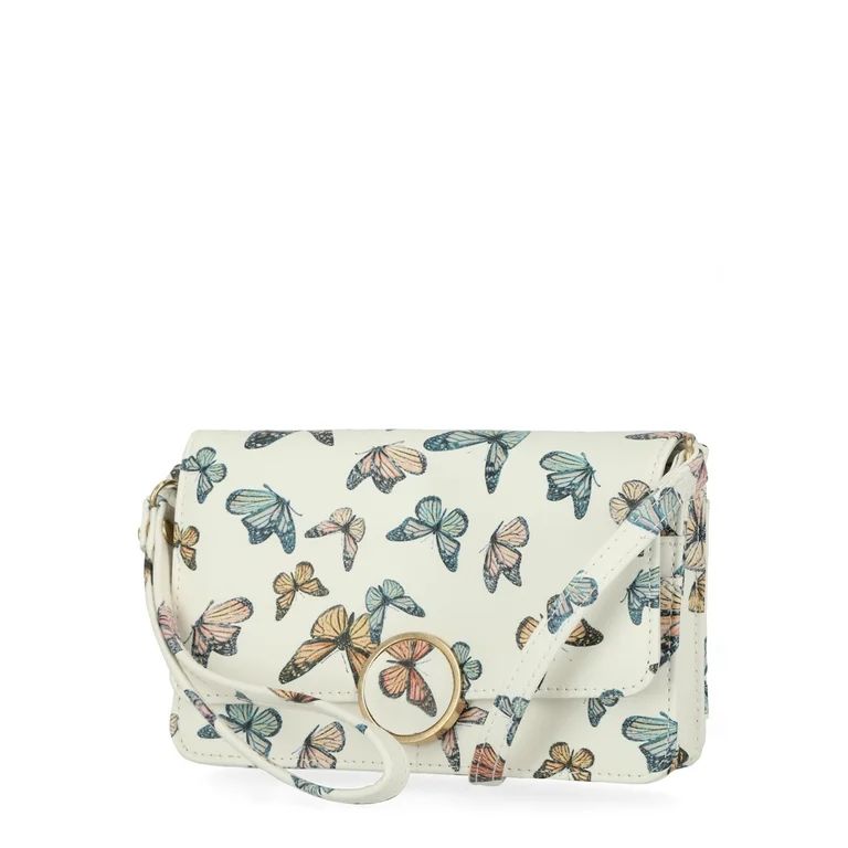 Time and Tru Women's Call Me Anytime Crossbody Vinyl Butterfly Print | Walmart (US)