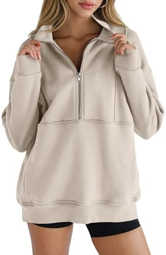 Women's Half Zip Sweatshirts Fleece Stand Collar Long Sleeve Thumb Hole Oversized Pullovers with ... | Amazon (US)