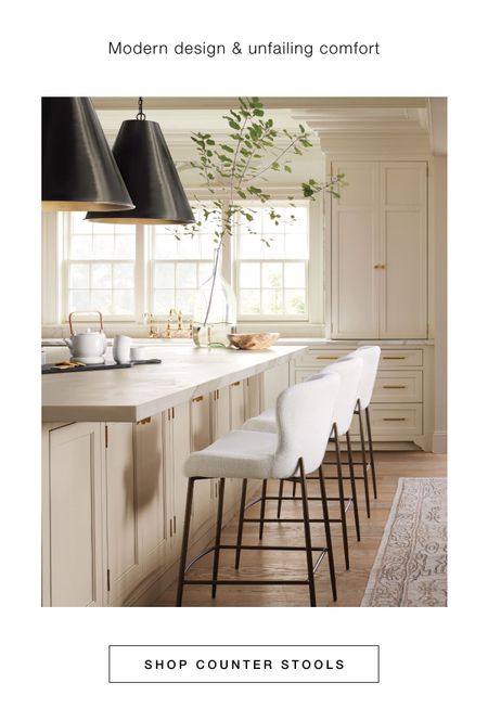 Love the cute silhouette of this counter chair. It is upholstered with sustainably certified Crypton® Home Performance Fabrics that is easy to clean and soft touch. Its pristine modern look will elevate any kitchen island. #counterchair 

#LTKFestival #LTKhome #LTKSeasonal