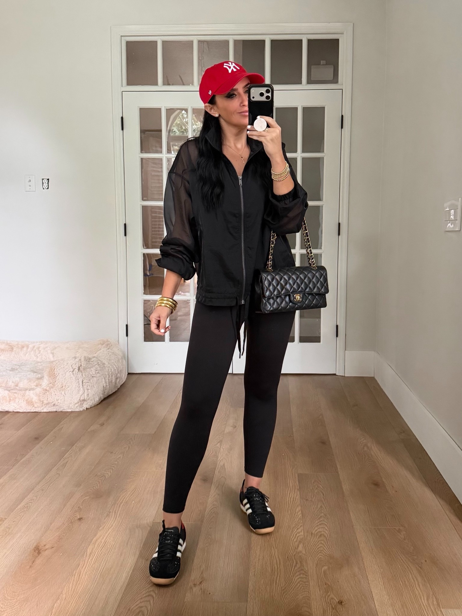 SPANX® BodyLine Sheerious Full Zip Jacket wearing size small. Spanx booty boost leggings