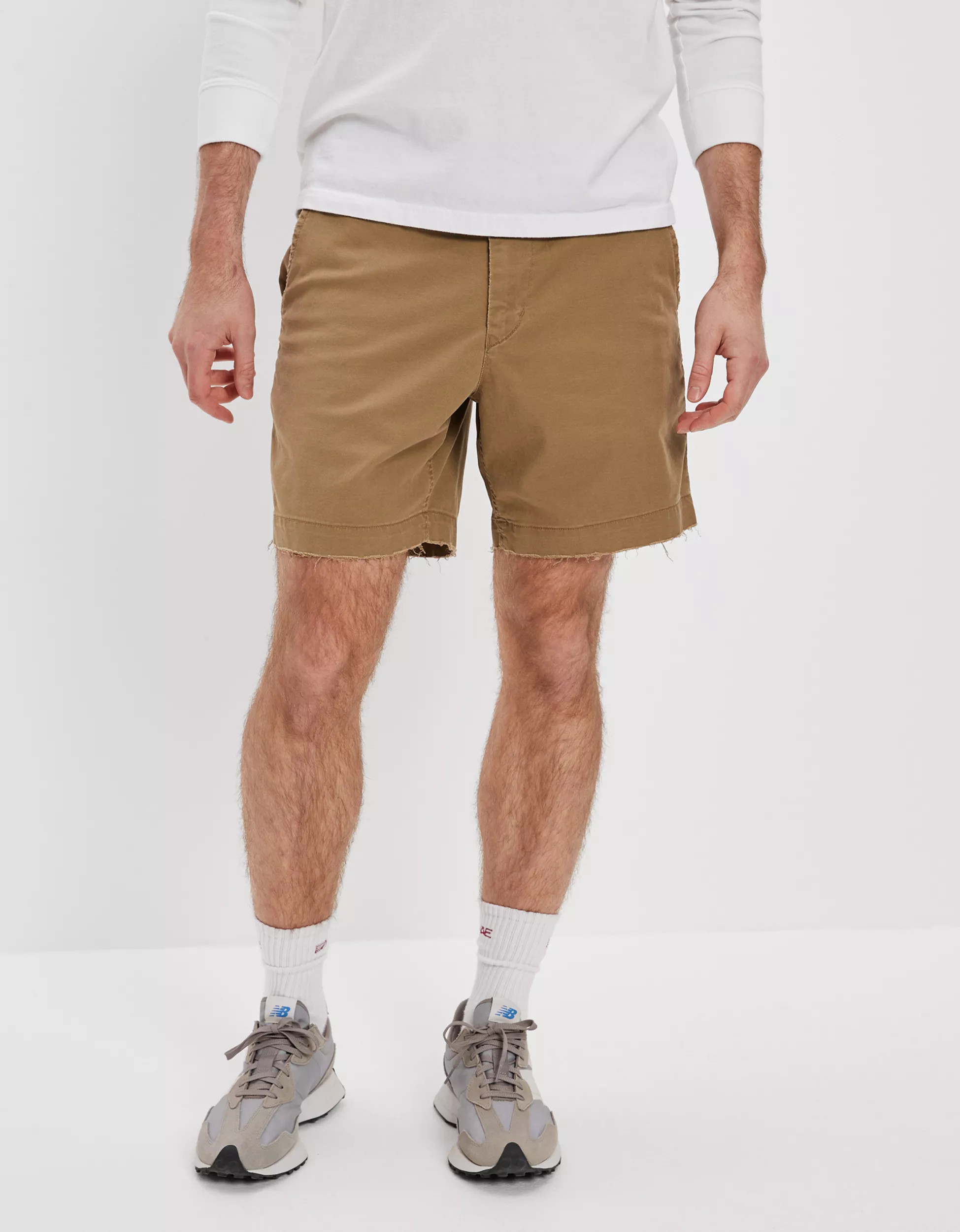 AE Flex 7" Lived-In Khaki Short | American Eagle Outfitters (US & CA)