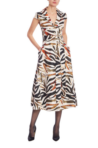 Multi-Color Zebra Print Fit & Flare Midi Dress | Badgley Mischka