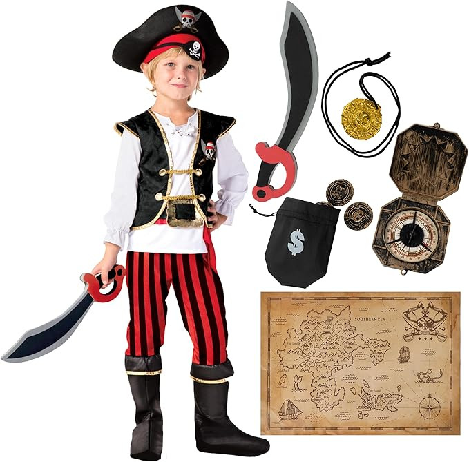 Spooktacular Creations Red Deluxe Pirate Costume for Kids Boys Halloween Dress Up | Amazon (US)