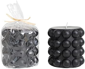 Creative Co-Op Unscented Hobnail Pillar, Black Candles, 4" L x 4" W x 4" H | Amazon (US)