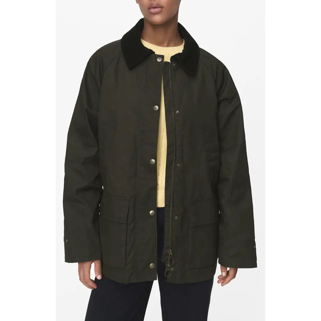 MANGO Cotton Barn Jacket in Khaki Green at Nordstrom, Size Medium | Nordstrom