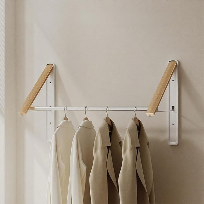 Retractable Wall Mounted Drying Rack - Foldable Clothes Hanger in Walnut or Oak Color for Laundry... | Amazon (US)