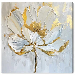 Art Remedy Gold Magnolia II Floral Fine 1 Piece Canvas Wall Art | Bed Bath & Beyond