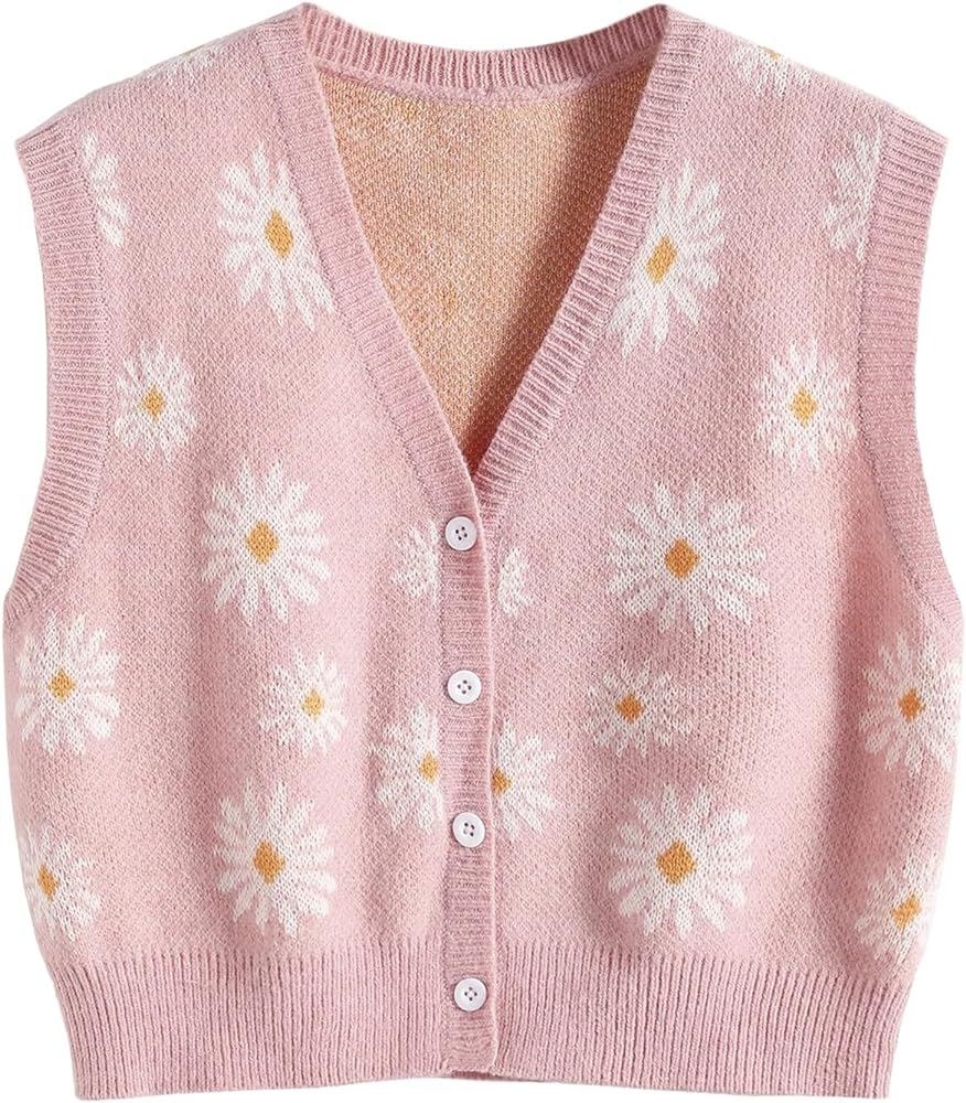 Hyipels Argyle Sweater Vest Women Y2K Plaid Knitted Streetwear Preppy Style V Neck Crop Knitwear ... | Amazon (US)