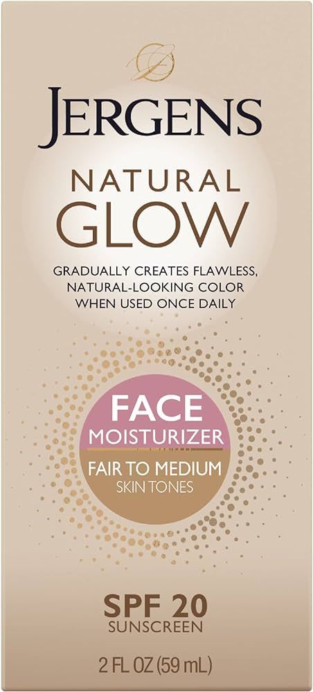 Jergens Natural Glow Face Moisturizer with SPF 20 Sunscreen, Fair to Medium Skin, Oil Free, UVA/U... | Amazon (US)