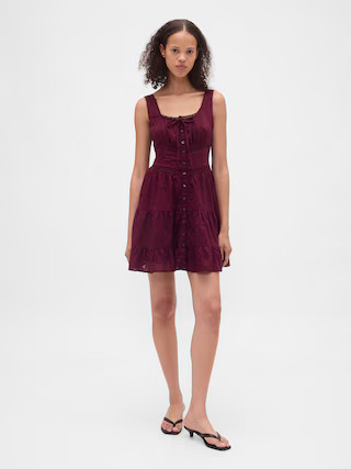 Lace-Trim Tiered Mini Dress | Gap (US)