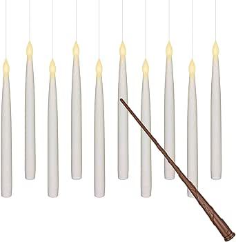 Leejec 10pcs Flameless Taper Floating Candles with Magic Wand Remote, Halloween Decorations, Indo... | Amazon (US)